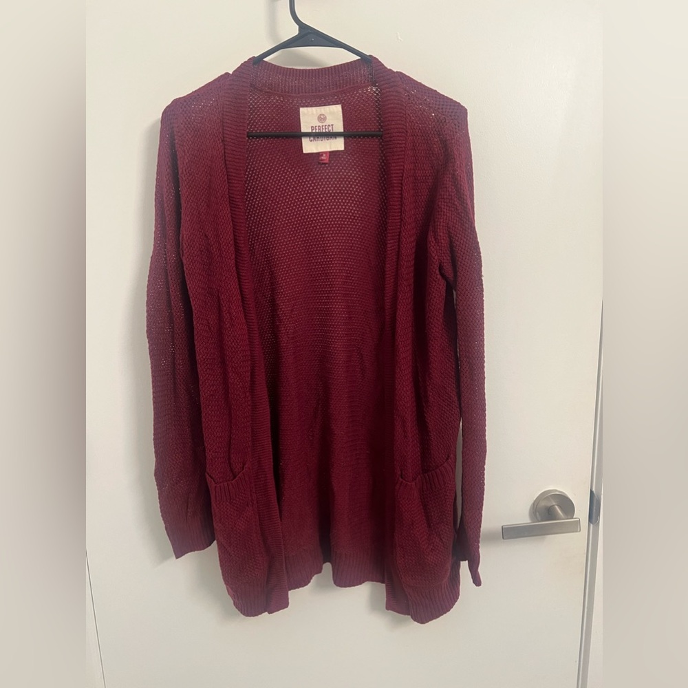 Maroon knit cardigan